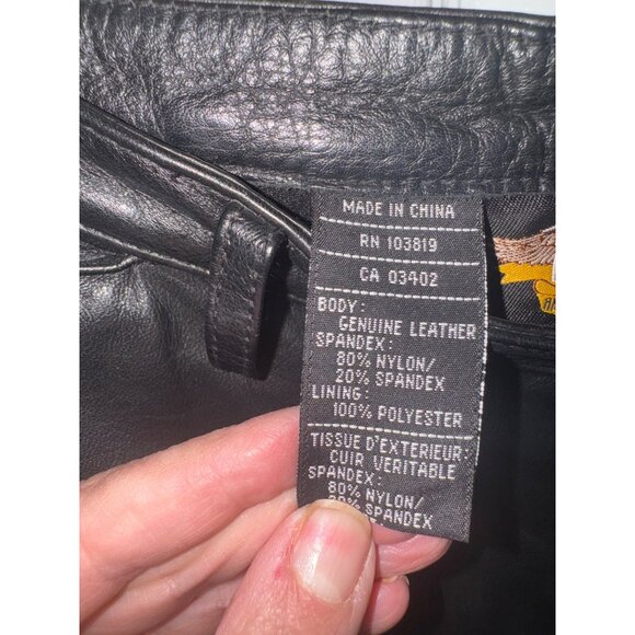 Harley Davidson Motor Biker Pants Leather Front Spandex Back 32/4 Comfort Riding - Picture 4 of 13